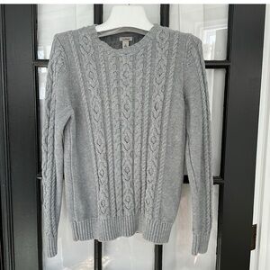 L.L. Bean Gray Cable Knit women’s cotton fisherman’s Sweater (small)